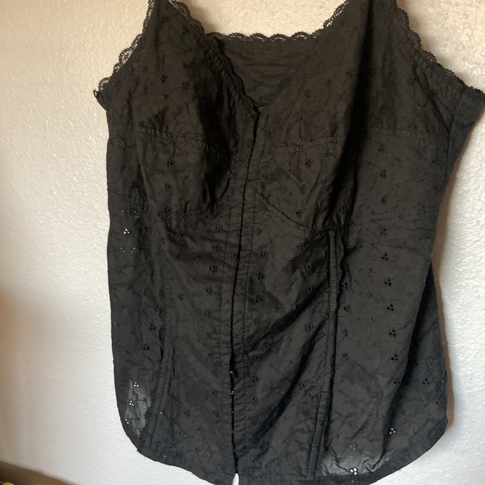 Vintage Black eyelet black lace boned corset torrid mallgoth hottopic